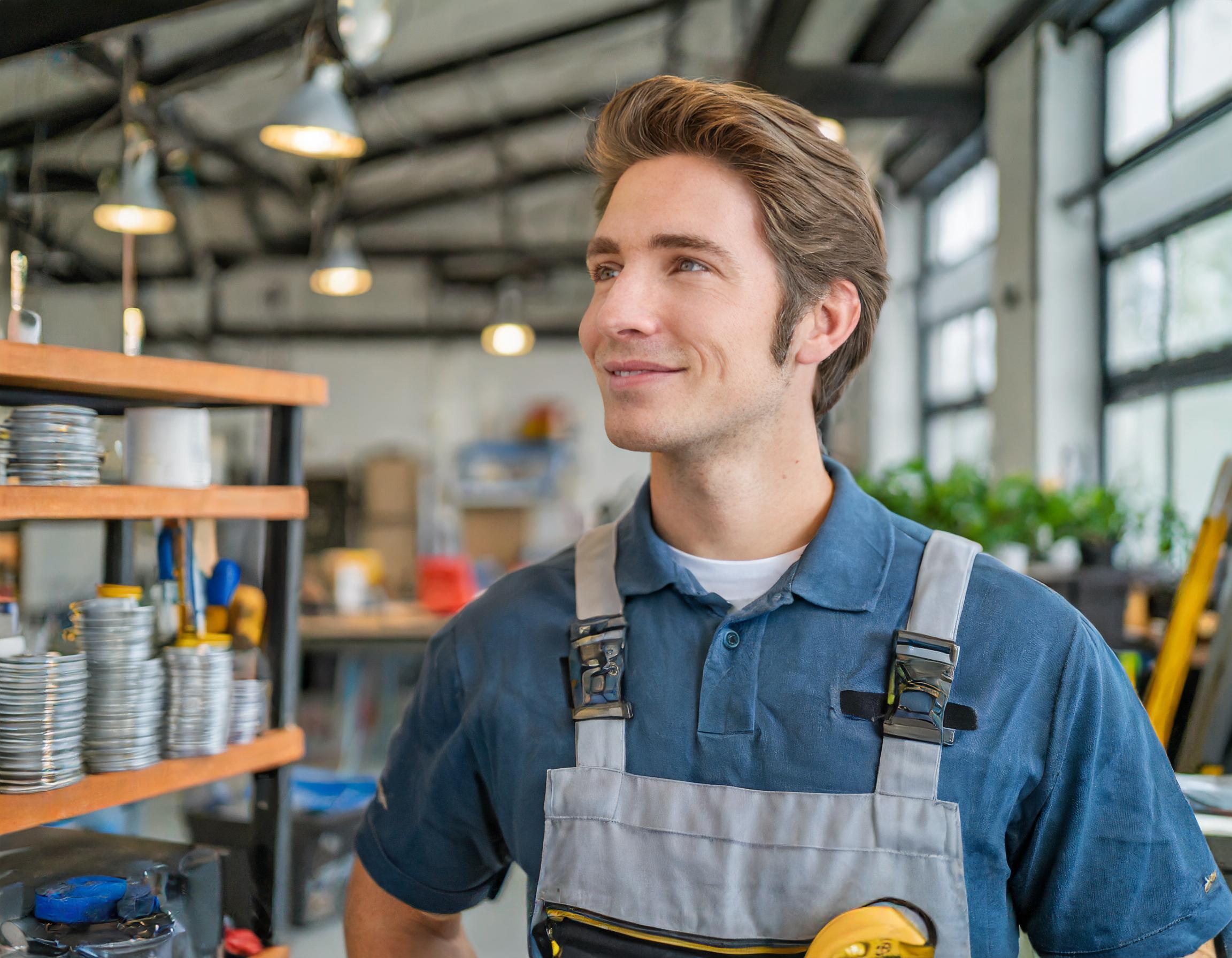 Männlicher Teammitglied, sorgfältig und aufmerksam, in einem Arbeitsumfeld